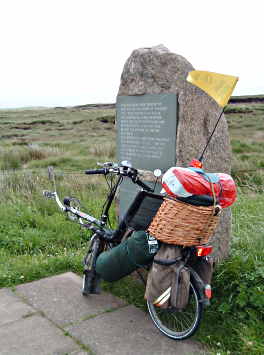 Heavily loaded bike at the top of Shap Fell