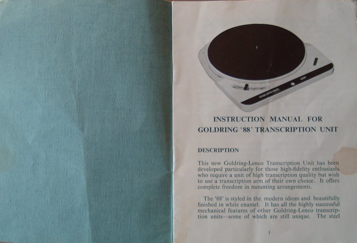 Goldring '88' manual front cover